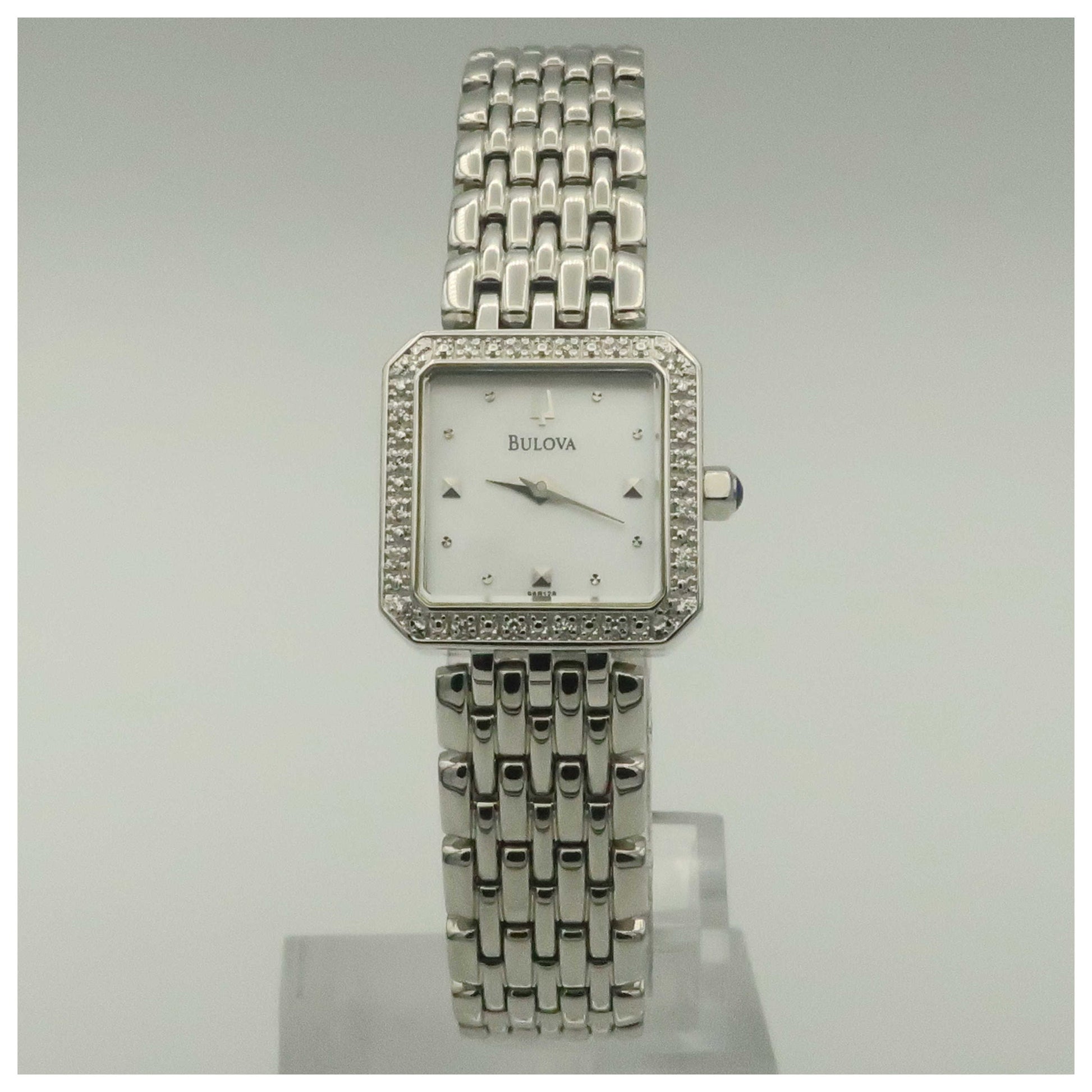 Front view of Bulova Diamonds Women's Quartz Watch 96R128-PO
