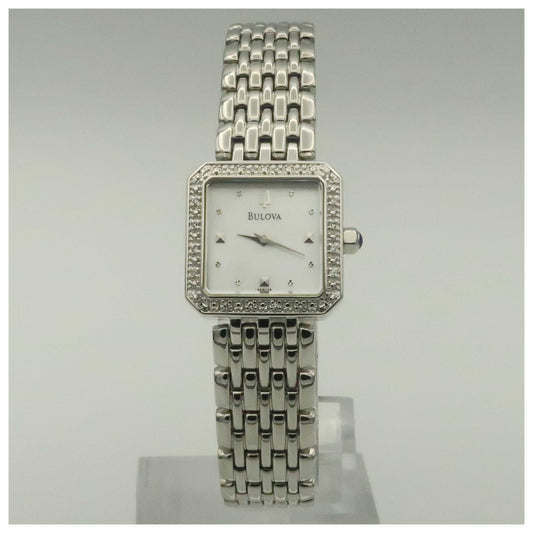 Front view of Bulova Diamonds Women's Quartz Watch 96R128-PO