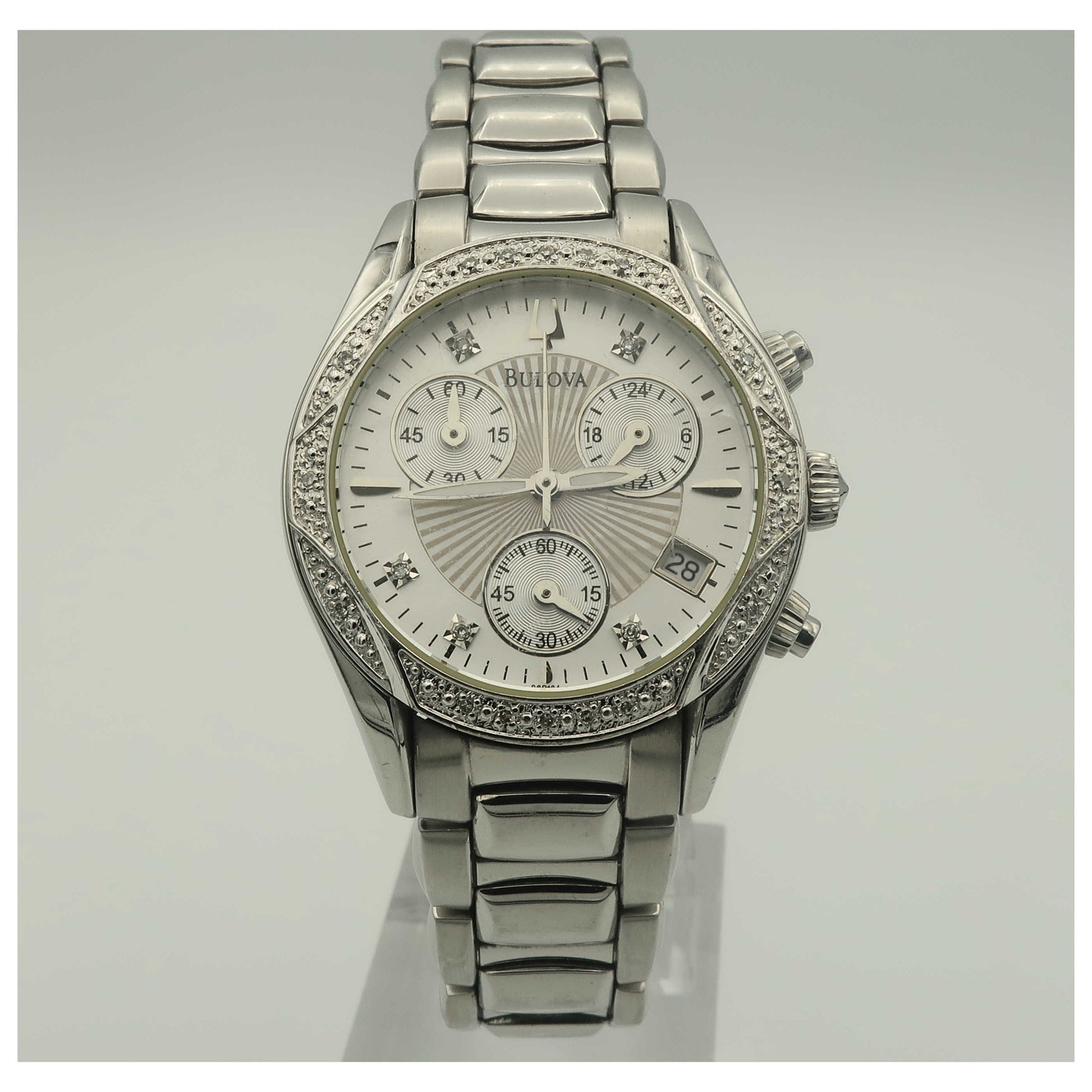 Front view of Bulova Diamonds Women's Quartz Watch 96R134-PO