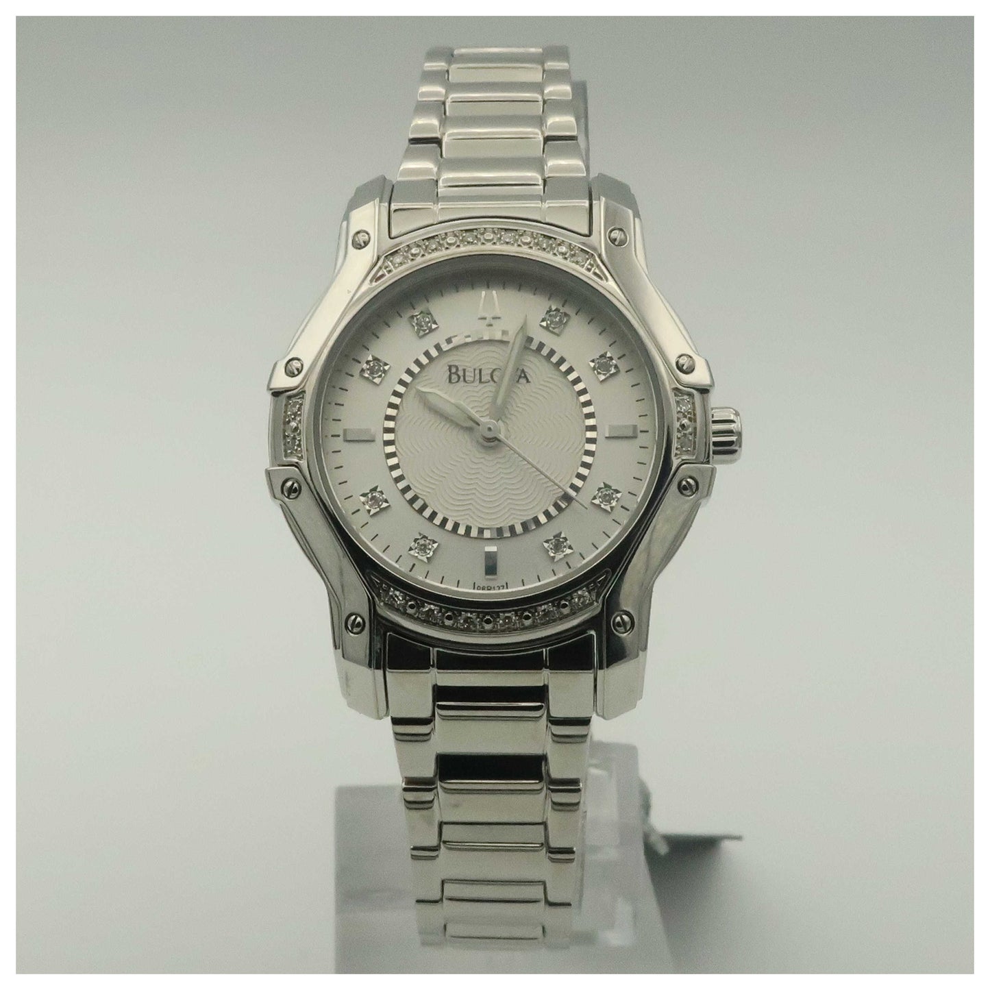 Front view of Bulova Diamonds Women's Quartz Watch 96R137-PO