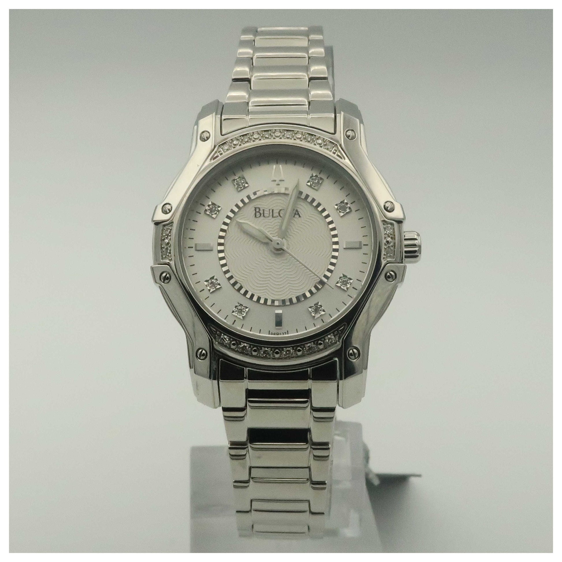 Front view of Bulova Diamonds Women's Quartz Watch 96R137-PO