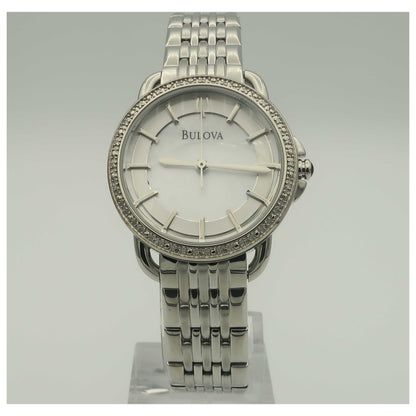 Front view of Bulova Diamonds Women's Japanese Quartz (Battery-Powered) Watch 96R146-PO