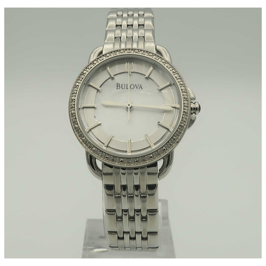 Front view of Bulova Diamonds Women's Japanese Quartz (Battery-Powered) Watch 96R146-PO