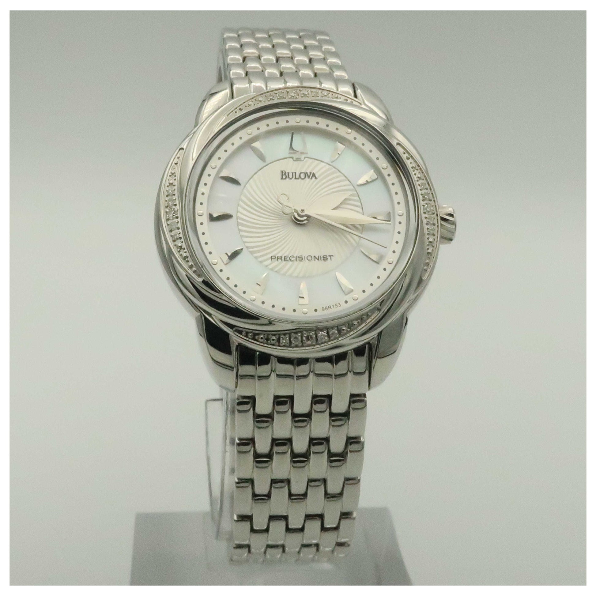 Front view of Bulova Precisionist Women's Japanese Quartz (Battery-Powered) Watch 96R153-SDV