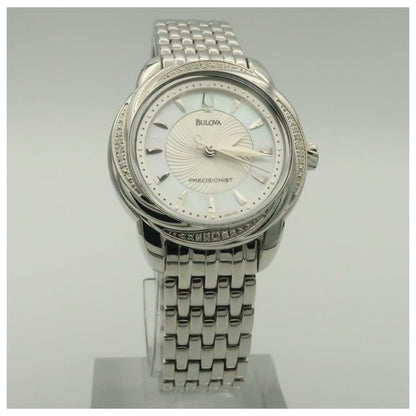 Front view of Bulova Precisionist Women's Japanese Quartz (Battery-Powered) Watch 96R153-SDV