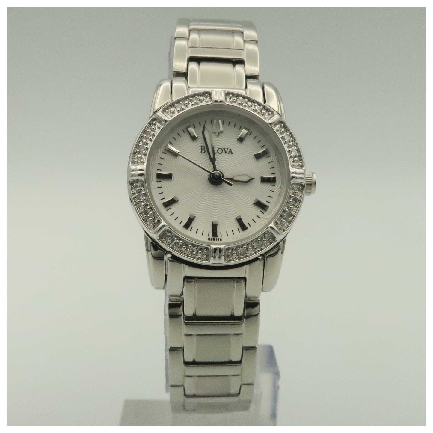 Front view of Bulova Diamonds Women's Japanese Quartz (Battery-Powered) Watch 96R156-PO