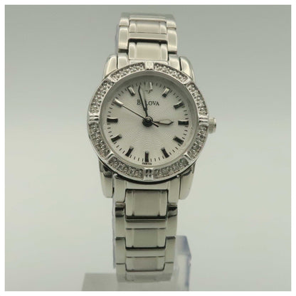 Front view of Bulova Diamonds Women's Japanese Quartz (Battery-Powered) Watch 96R156-PO