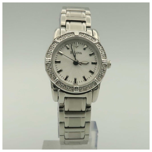 Front view of Bulova Diamonds Women's Japanese Quartz (Battery-Powered) Watch 96R156-PO