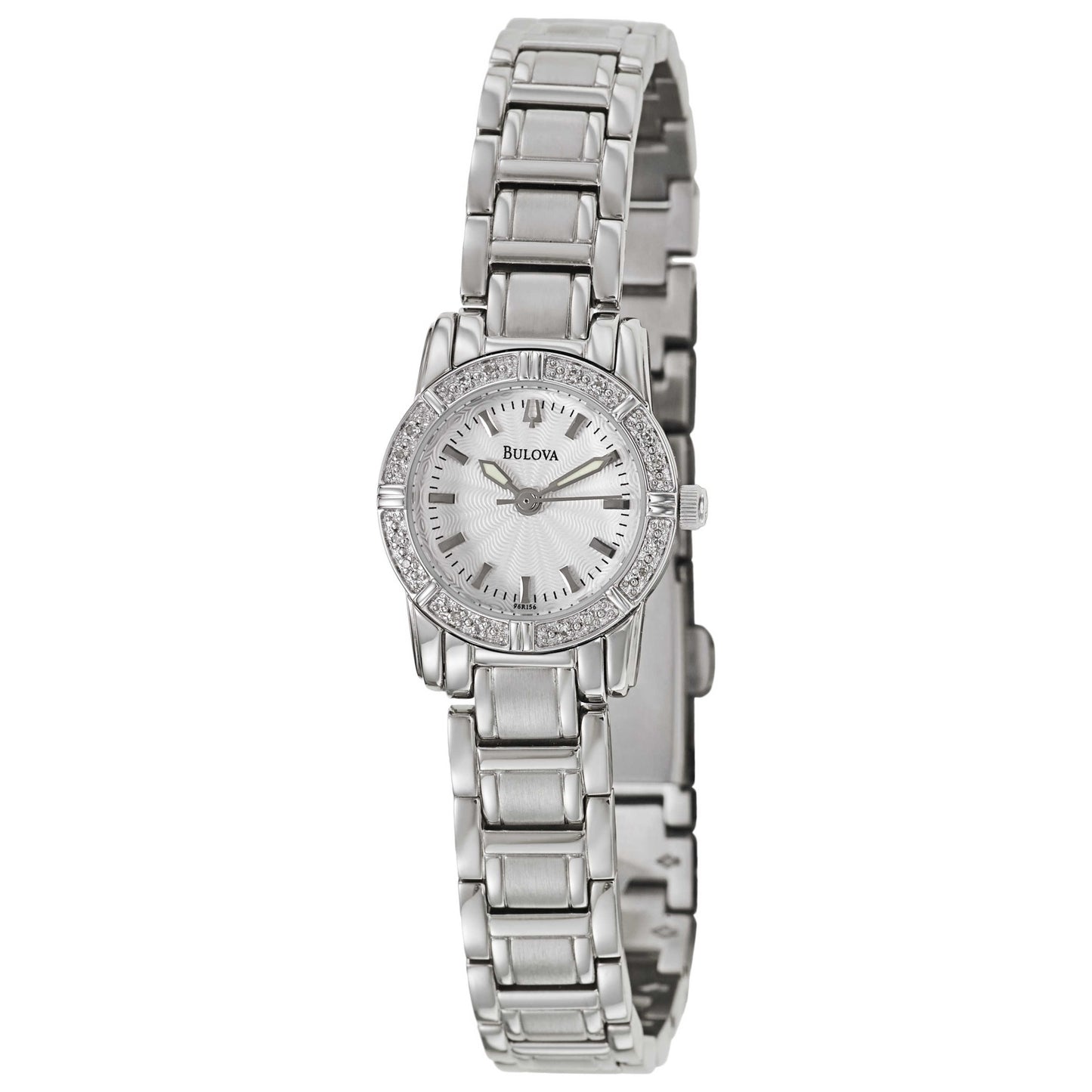 Front view of Bulova Diamonds Women's Japanese Quartz (Battery-Powered) Watch 96R156