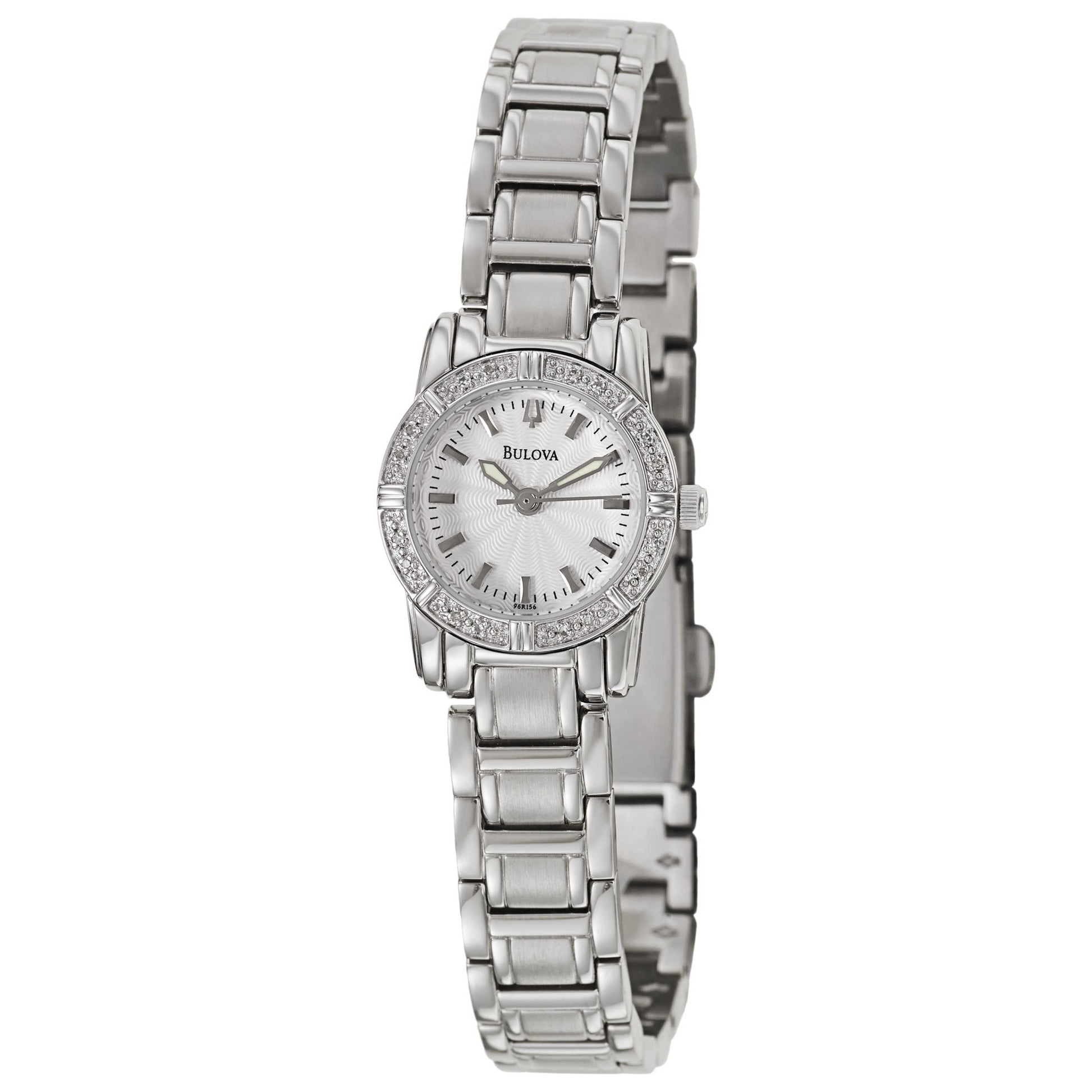 Front view of Bulova Diamonds Women's Japanese Quartz (Battery-Powered) Watch 96R156
