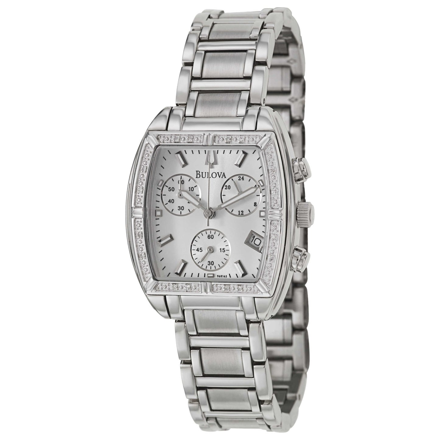 Front view of Bulova Diamonds Women's Japanese Quartz (Battery-Powered) Watch 96R163