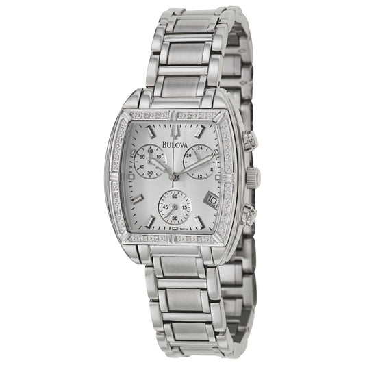 Front view of Bulova Diamonds Women's Japanese Quartz (Battery-Powered) Watch 96R163