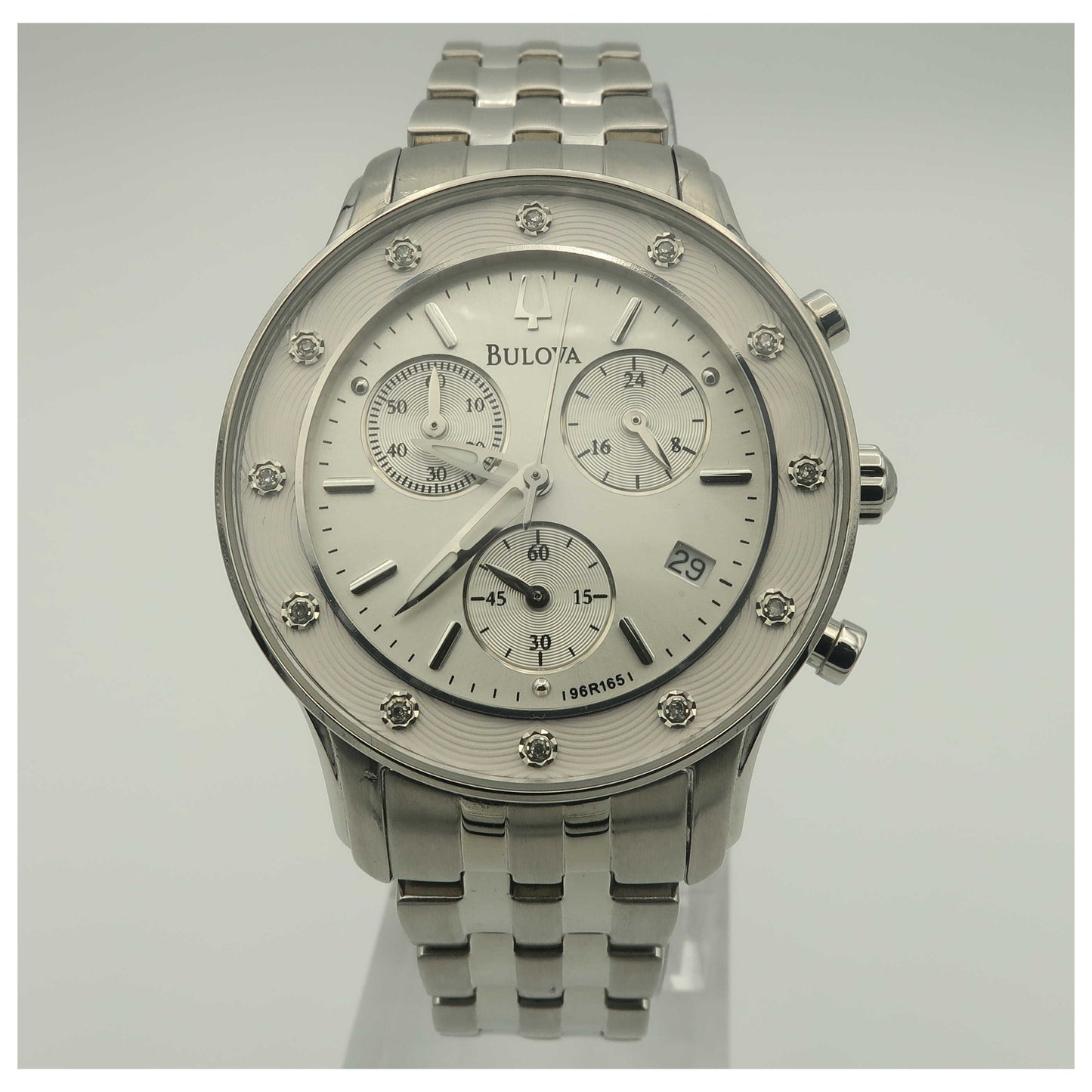 Front view of Bulova Diamonds Women's Quartz Watch 96R165-PO