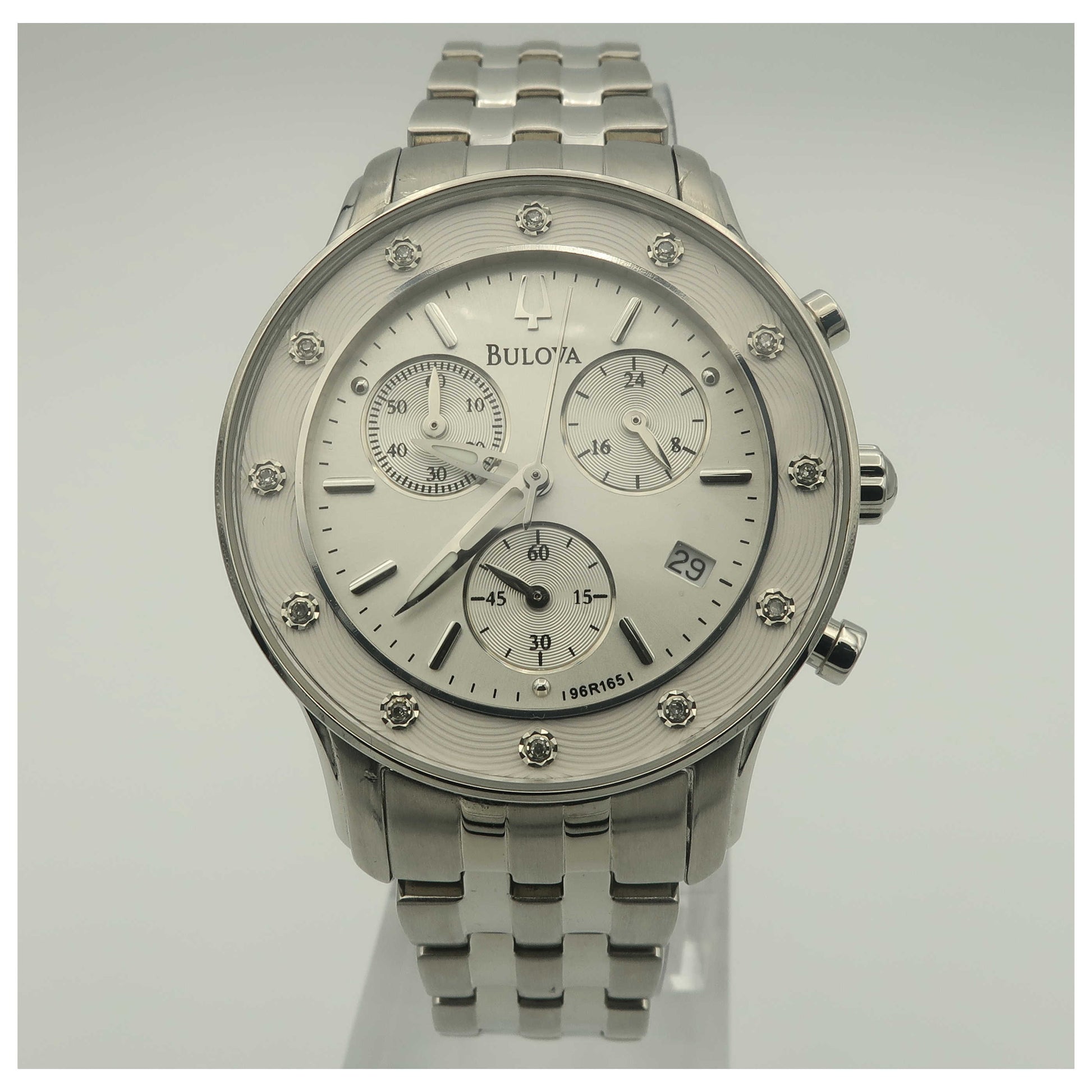 Front view of Bulova Diamonds Women's Quartz Watch 96R165-PO