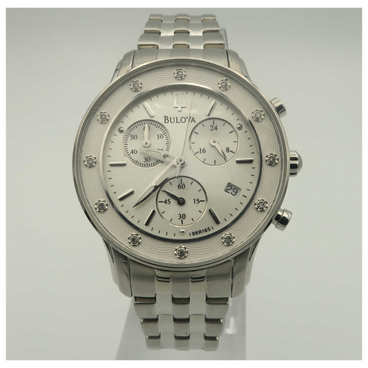 Front view of Bulova Diamonds Women's Quartz Watch 96R165-PO