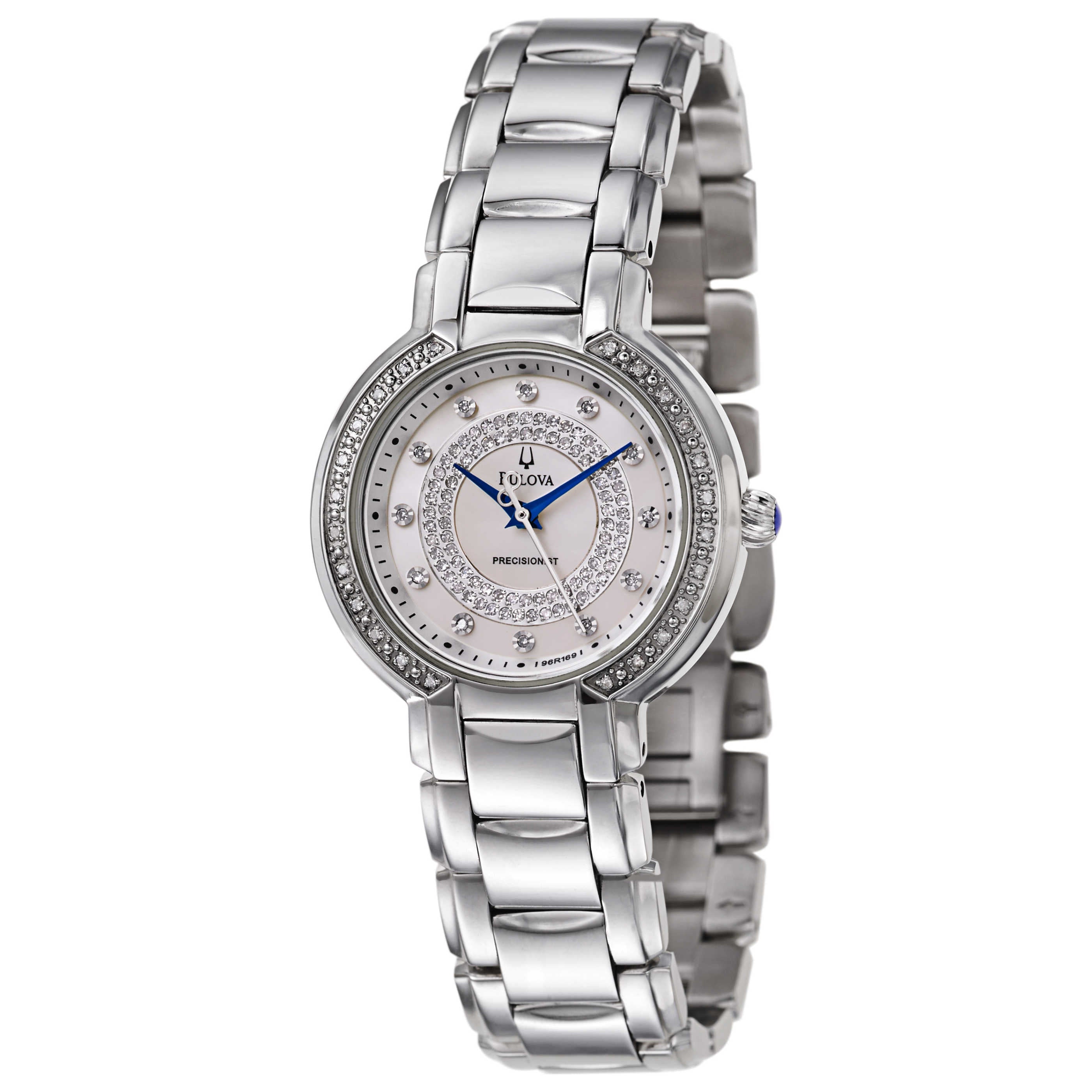Bulova 96R169 Precisionist Women's Silver Dial Analog Display Quartz Stainless Steel Band Watch並行輸入品 Bulova 23mm Stainless Steel White MOP Diamond Dial Ladies Quartz