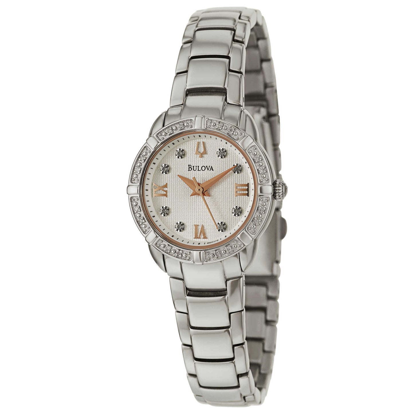 Front view of Bulova Diamonds Women's Japanese Quartz (Battery-Powered) Watch 96R176