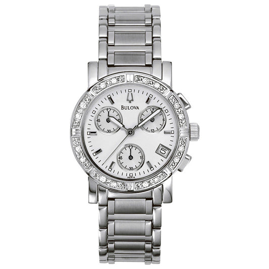 Front view of Bulova Diamonds Women's Japanese Quartz (Battery-Powered) Watch 96R19