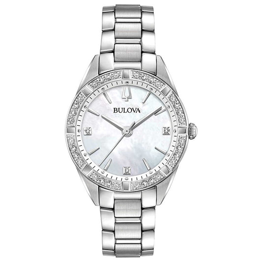 Front view of Bulova Diamond Women's Quartz Watch 96R228