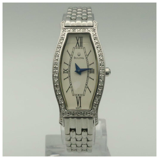 Front view of Bulova Diamonds Women's Quartz Watch 96R52-PO2
