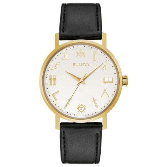 Front view of Bulova Masonic Men's Quartz Watch 97A149