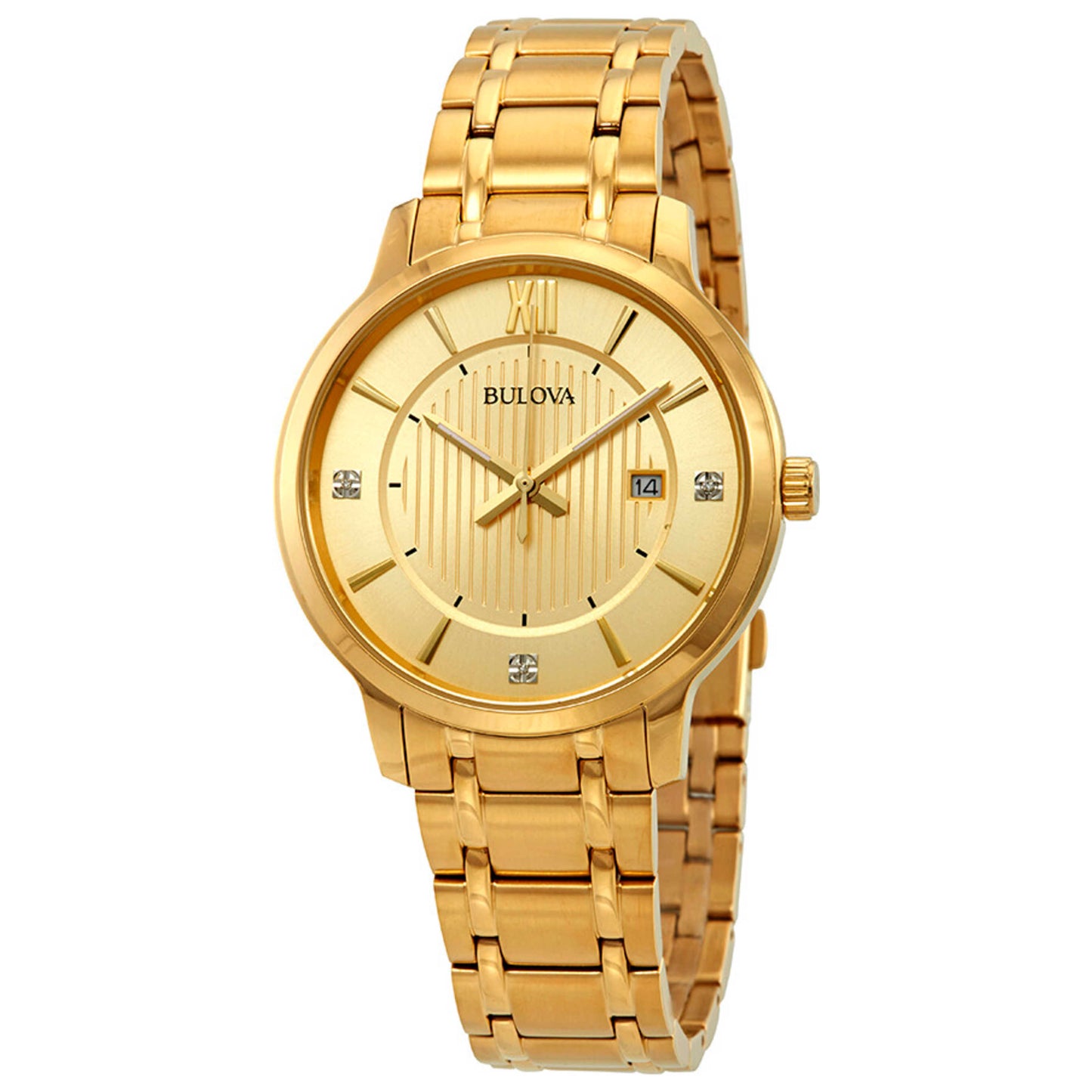 Front view of Bulova Diamond Men's Quartz Watch 97D117