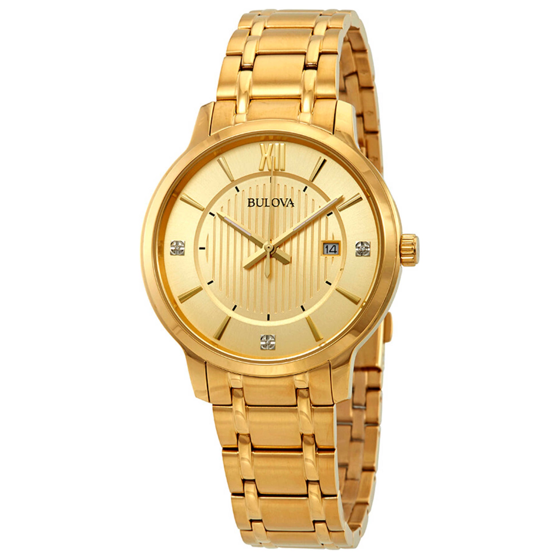 Front view of Bulova Diamond Men's Quartz Watch 97D117