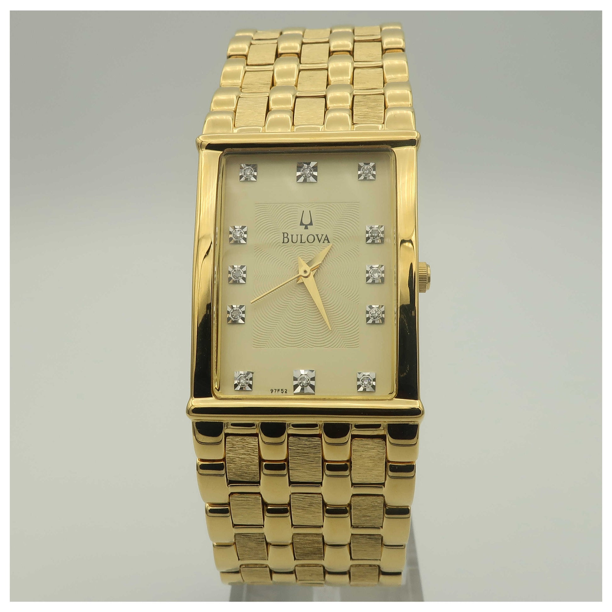 Front view of Bulova Diamonds Men's Quartz Watch 97F52-PO