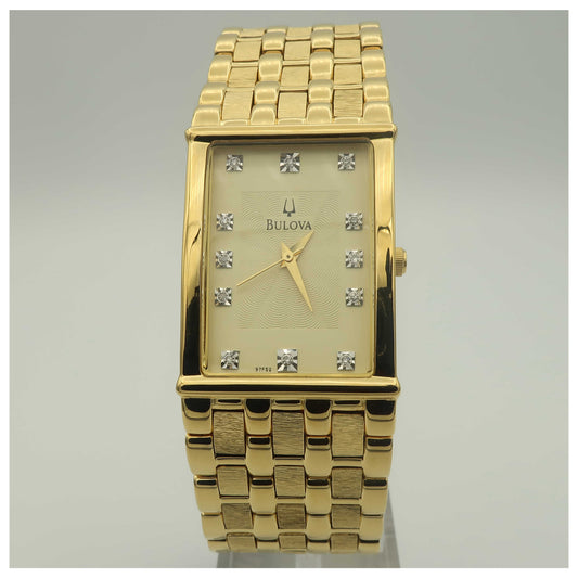 Front view of Bulova Diamonds Men's Quartz Watch 97F52-PO