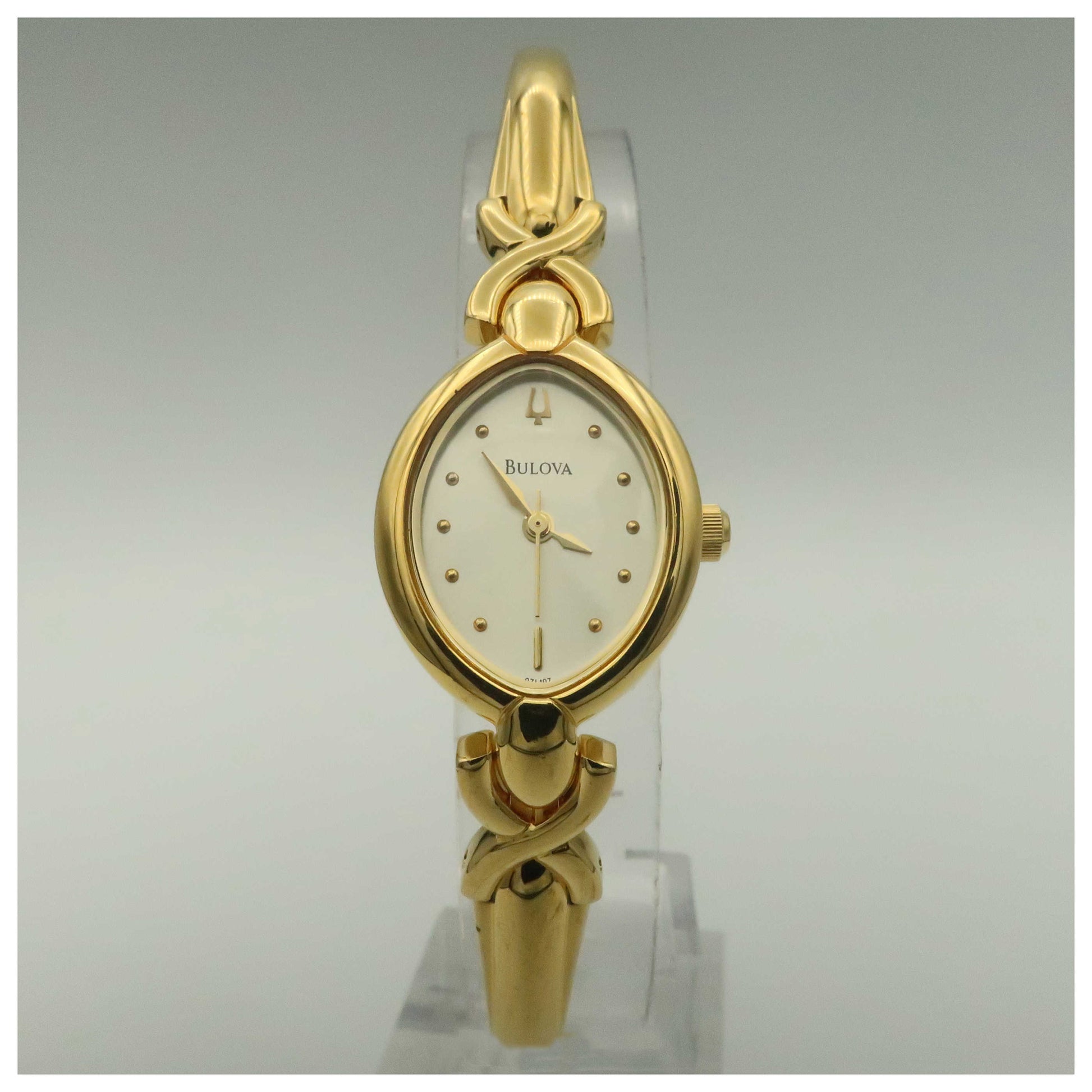 Front view of Bulova Bangle Women's Quartz Watch 97L107-PO