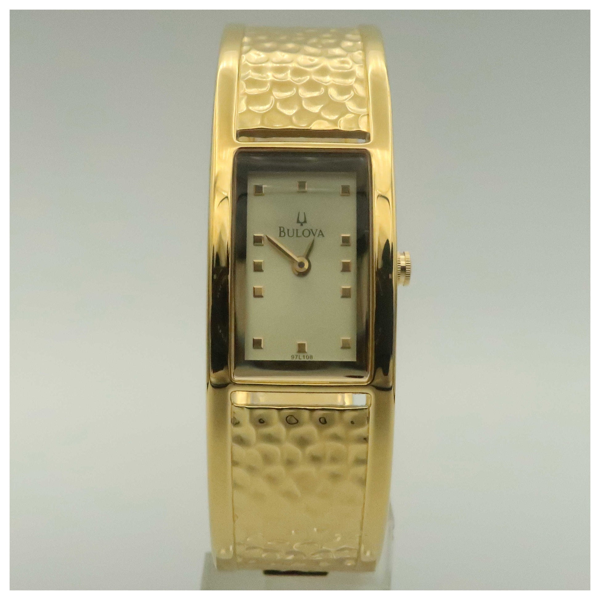 Front view of Bulova Bangle Women's Quartz Watch 97L108-PO