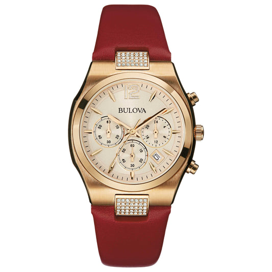 Front view of Bulova Crystal Women's Quartz Watch 97M108