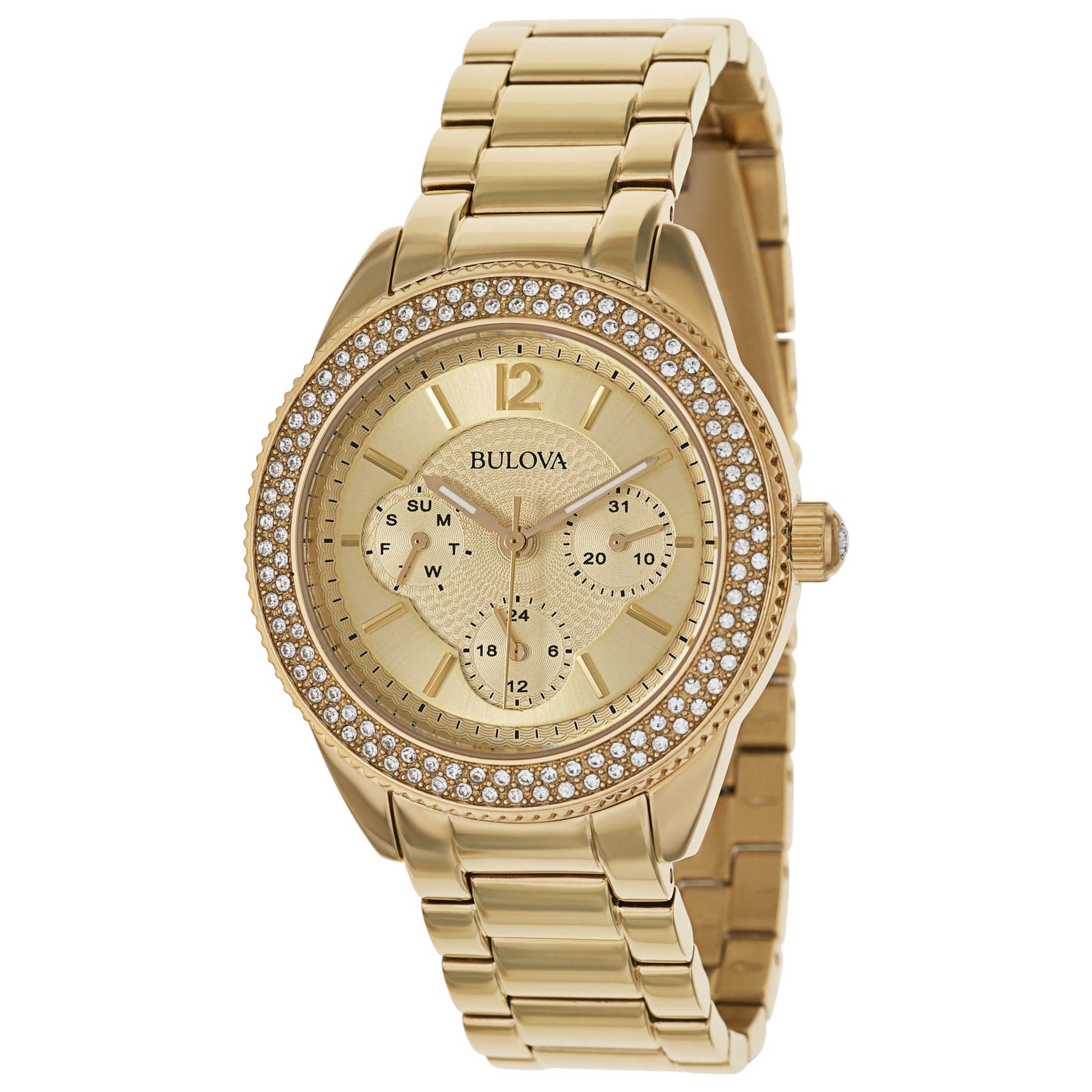 Front view of Bulova Crystal Women's Japanese Quartz (Battery-Powered) Watch 97N102