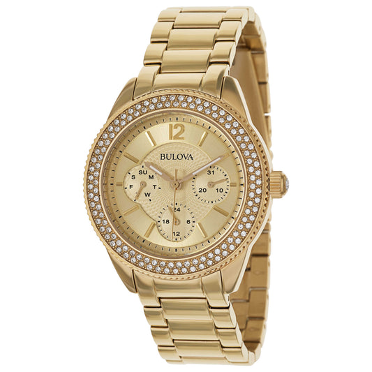 Front view of Bulova Crystal Women's Japanese Quartz (Battery-Powered) Watch 97N102