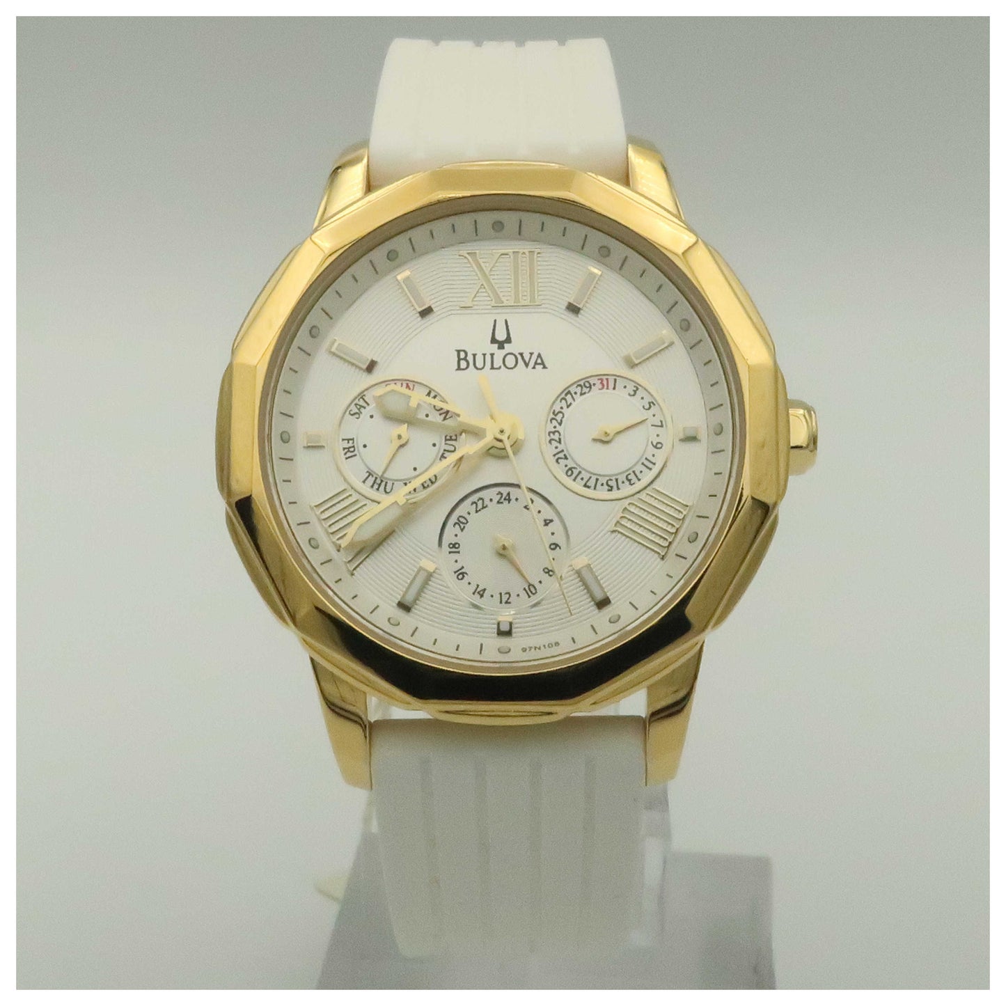 Front view of Bulova Strap Women's Japanese Quartz (Battery-Powered) Watch 97N108-SDV