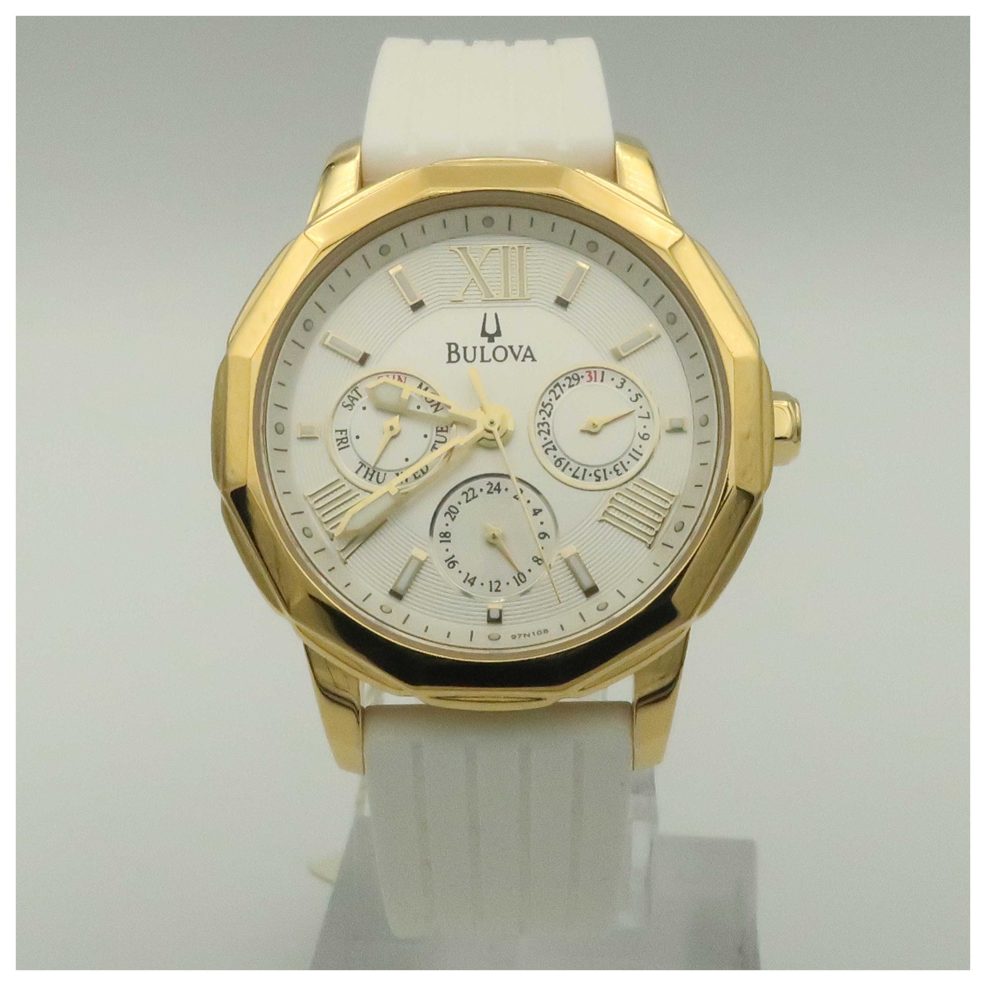 Front view of Bulova Strap Women's Japanese Quartz (Battery-Powered) Watch 97N108-SDV