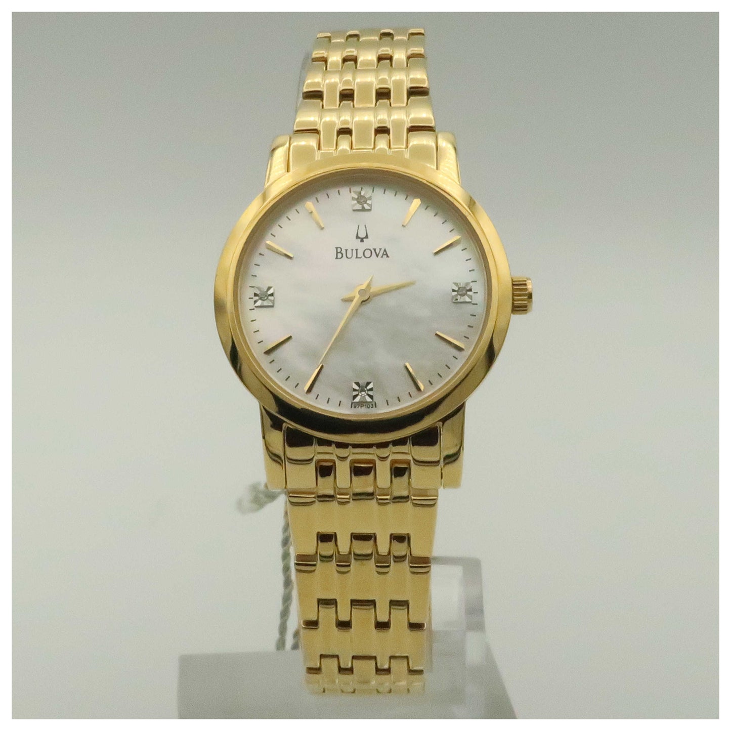Front view of Bulova Diamonds Women's Japanese Quartz (Battery-Powered) Watch 97P103-PO