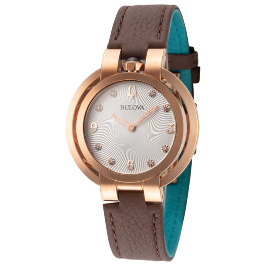 Front view of Bulova Lady Ganga Rubiyat Women's Quartz Watch 97P131