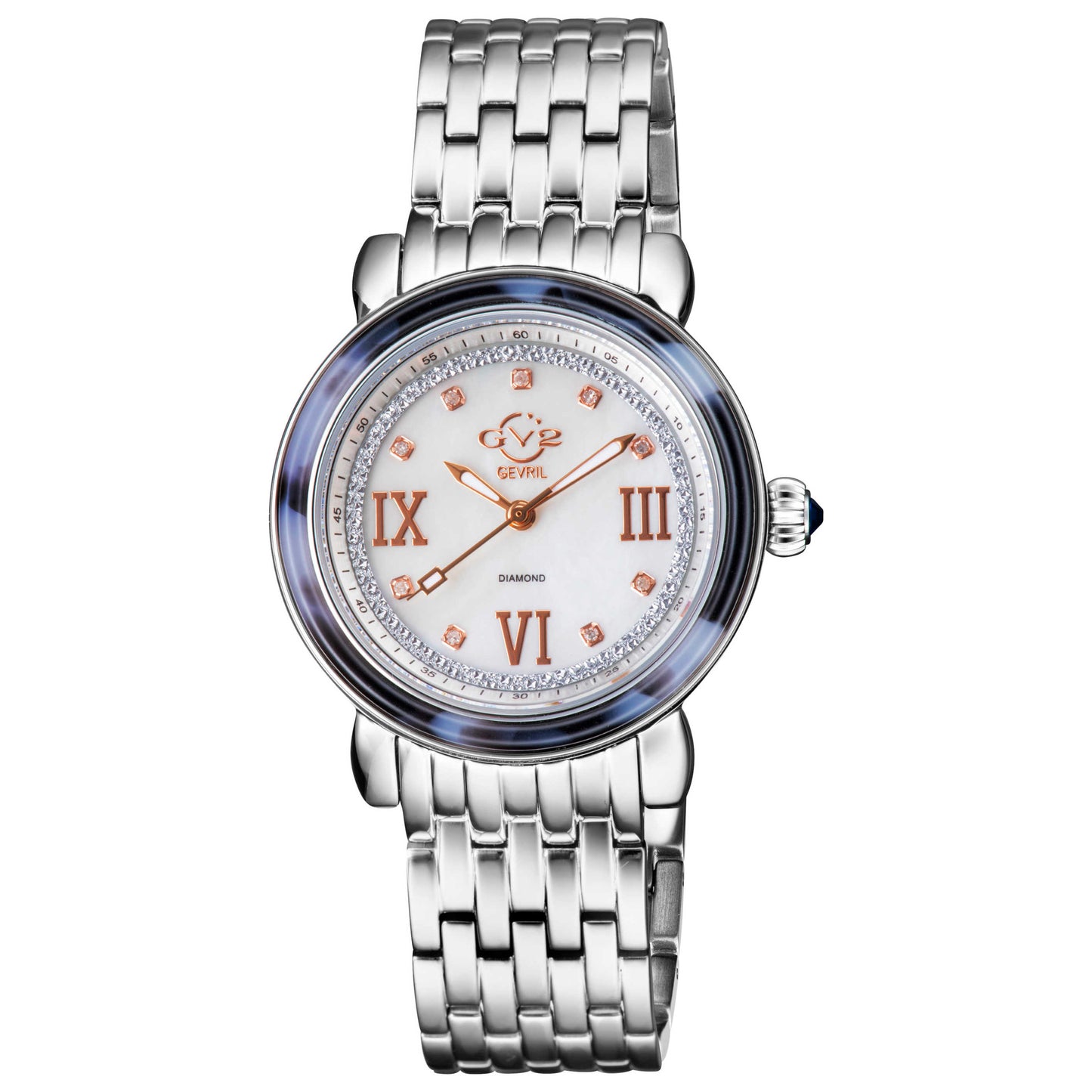 Front view of GV2 by Gevril Marsala Diamond Women's Quartz Watch 9850B