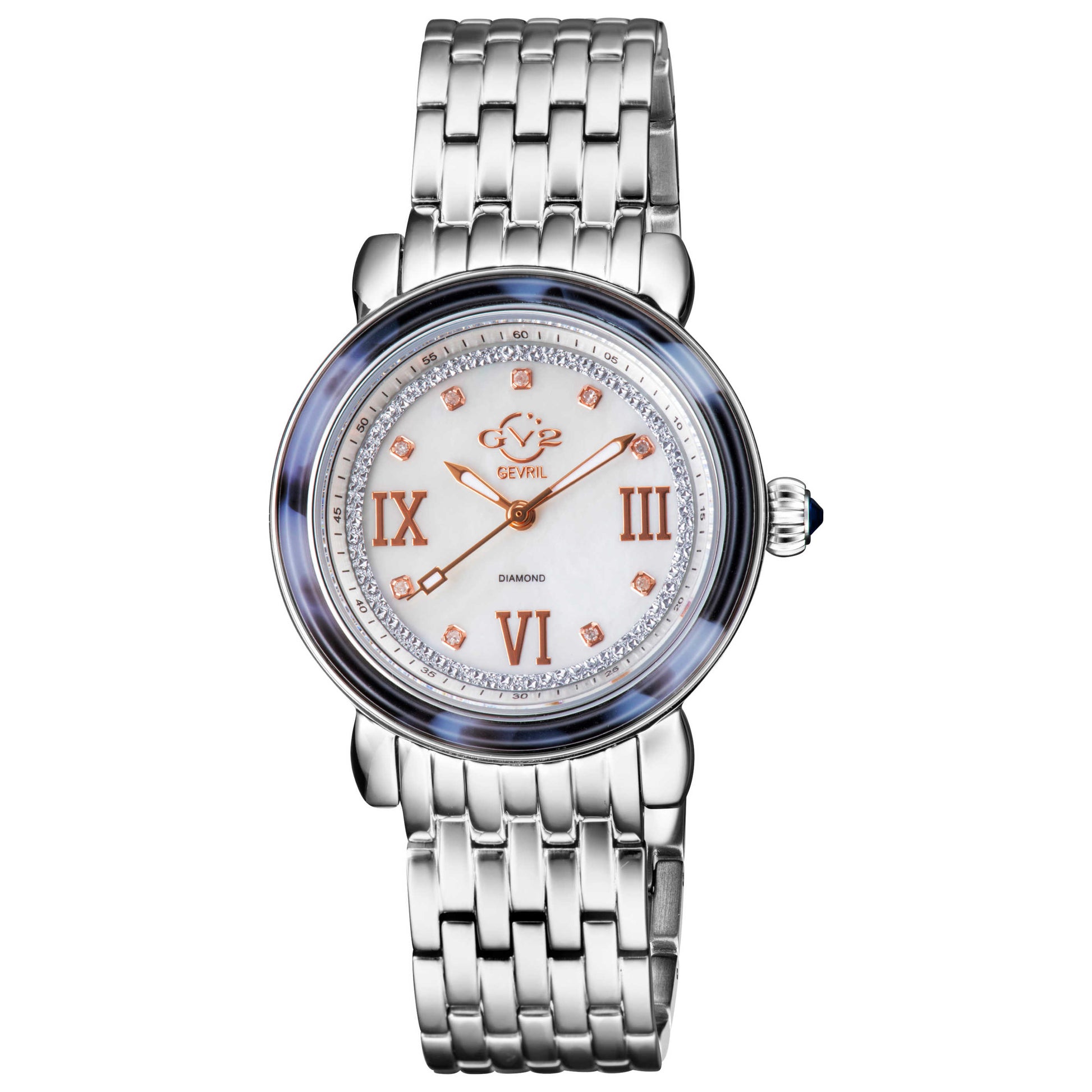 Front view of GV2 by Gevril Marsala Diamond Women's Quartz Watch 9850B