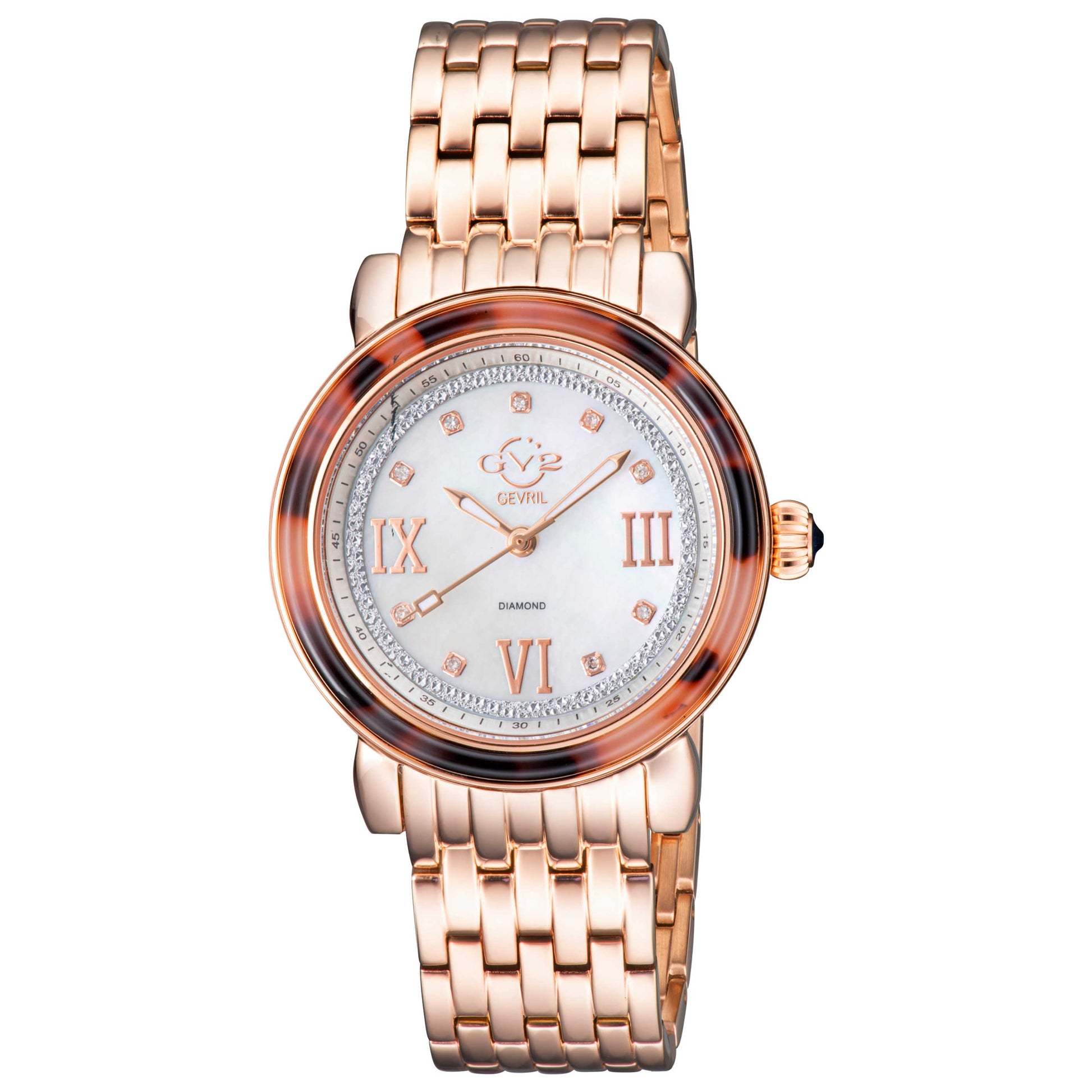 Front view of GV2 by Gevril Marsala Diamond Women's Quartz Watch 9853B