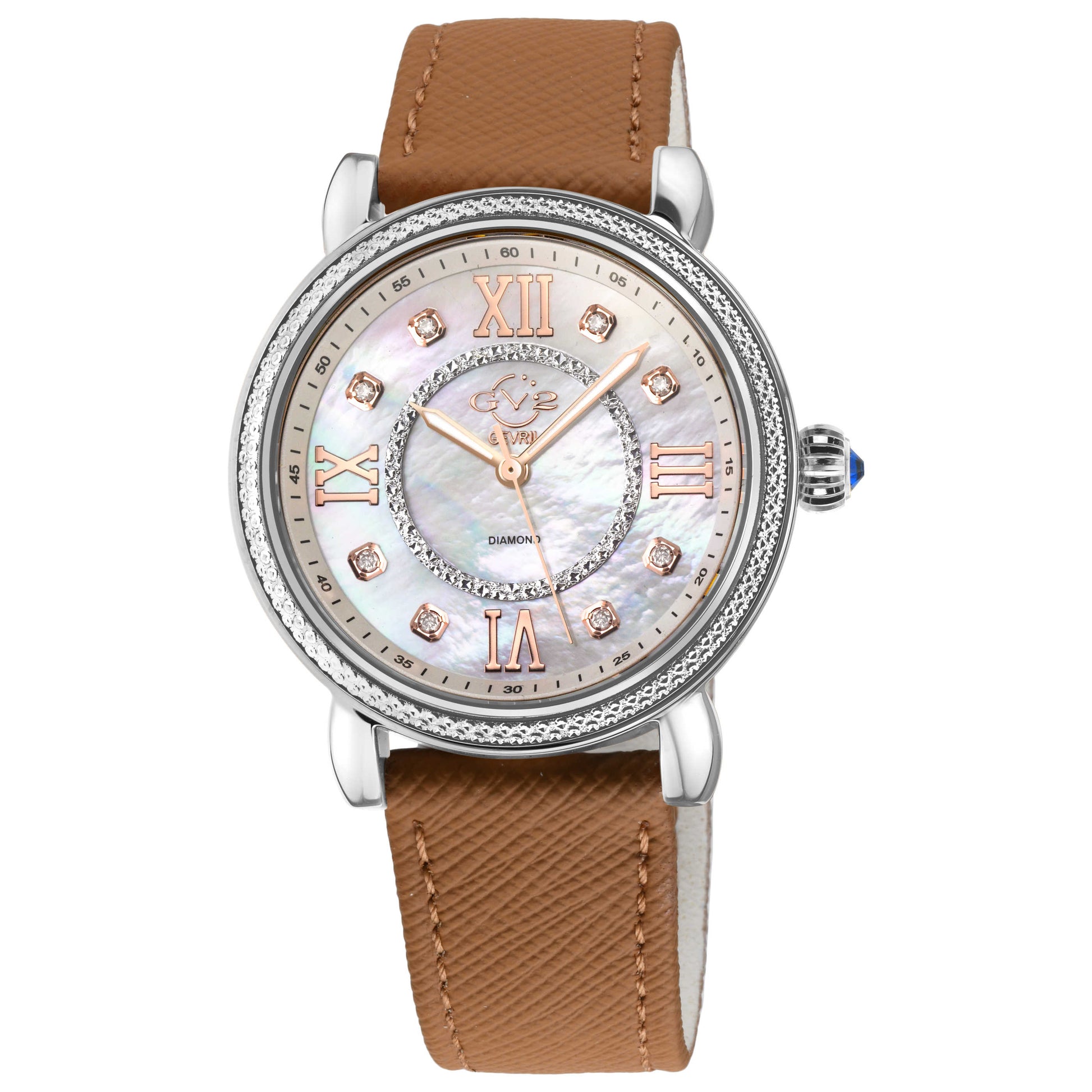 Front view of GV2 by Gevril Marsala Diamond Women's Quartz Watch 9860-V2