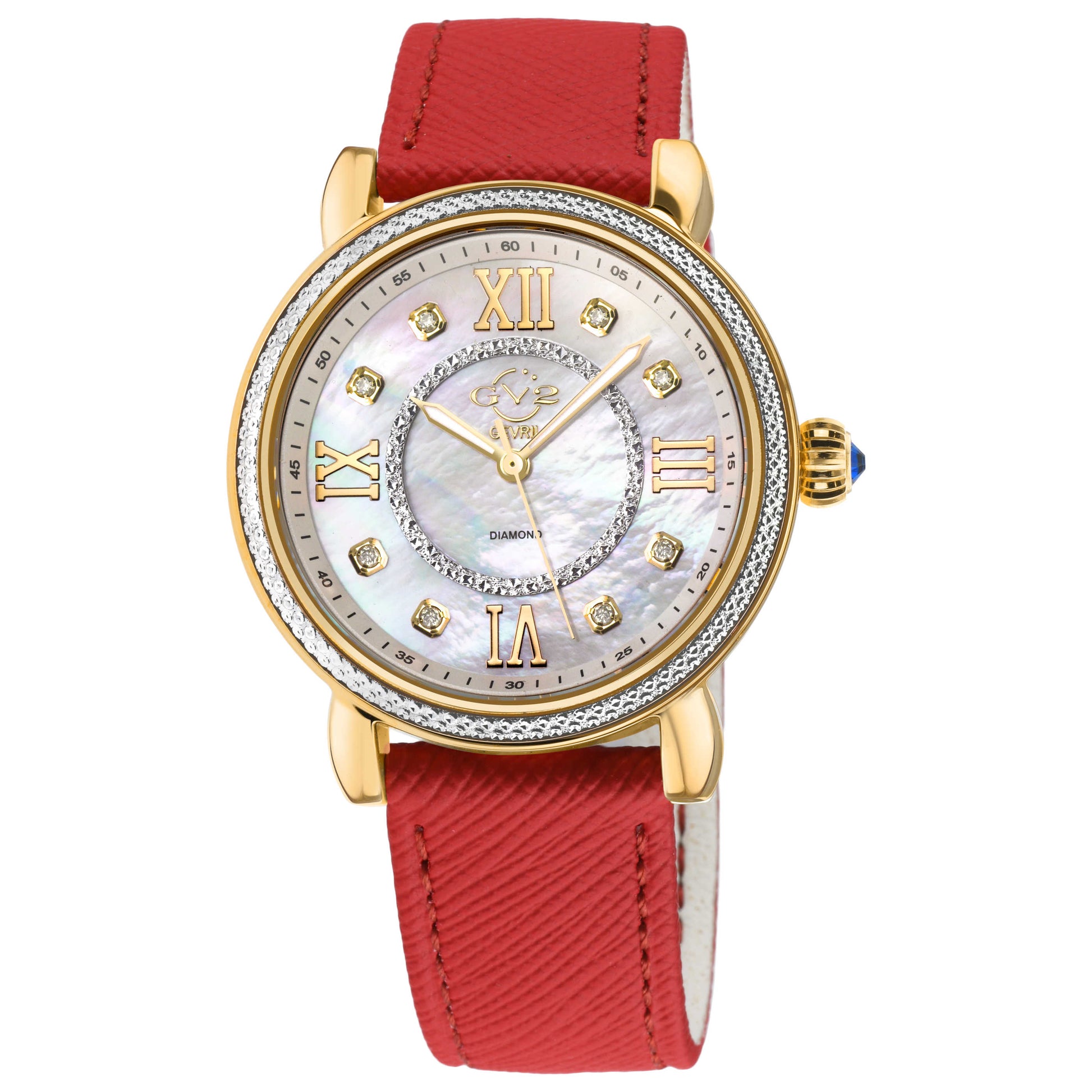 Front view of GV2 by Gevril Marsala Diamond Women's Quartz Watch 9866-V4