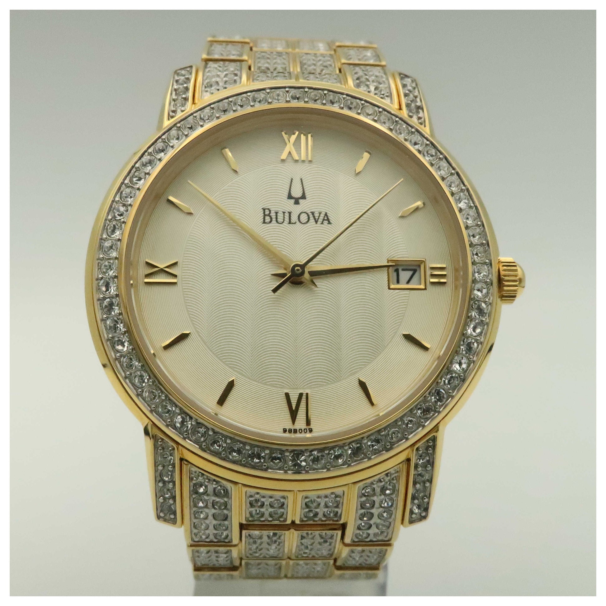 Front view of Bulova Crystal Men's Japanese Quartz (Battery-Powered) Watch 98B009-PO