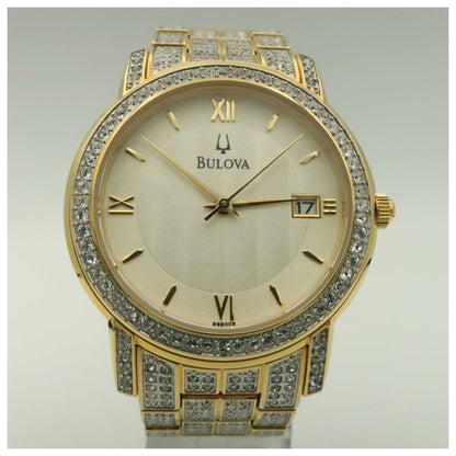 Front view of Bulova Crystal Men's Japanese Quartz (Battery-Powered) Watch 98B009-PO