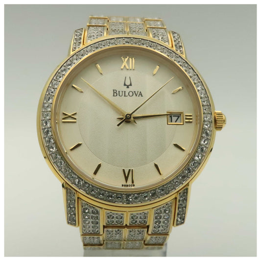 Front view of Bulova Crystal Men's Japanese Quartz (Battery-Powered) Watch 98B009-PO