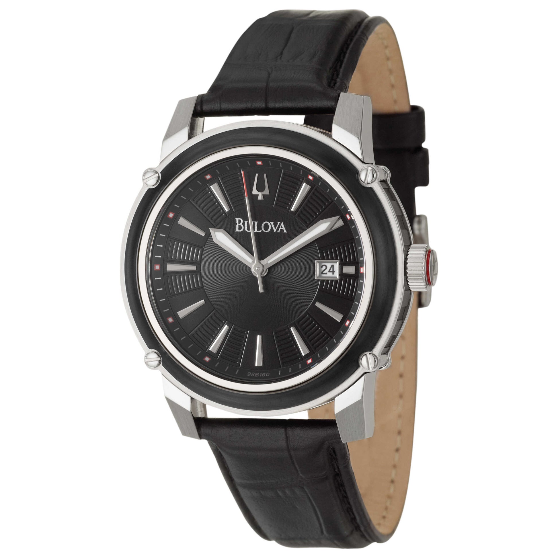 Front view of Bulova Strap Men's Japanese Quartz (Battery-Powered) Watch 98B160