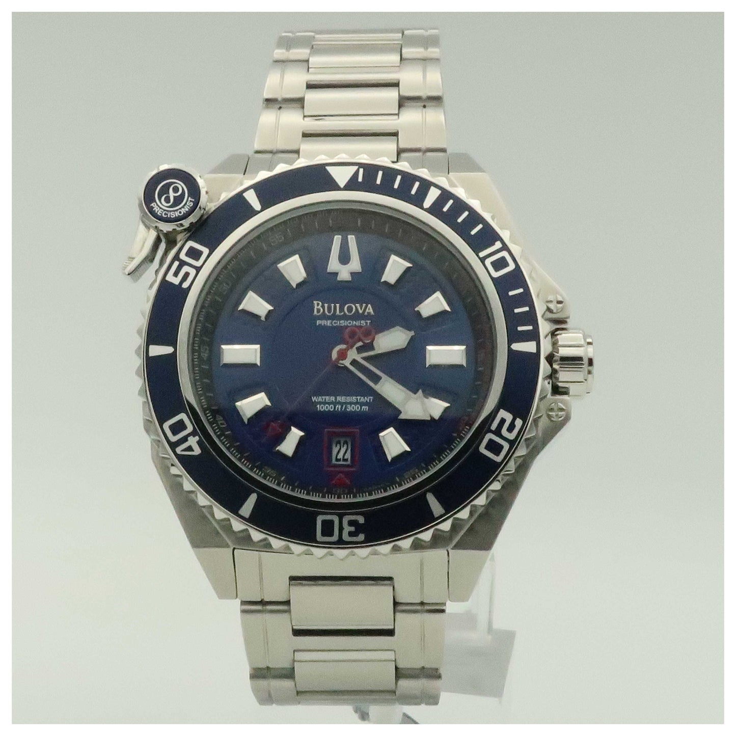 Front view of Bulova Precisionist Men's Japanese Quartz (Battery-Powered) Watch 98B168-PO