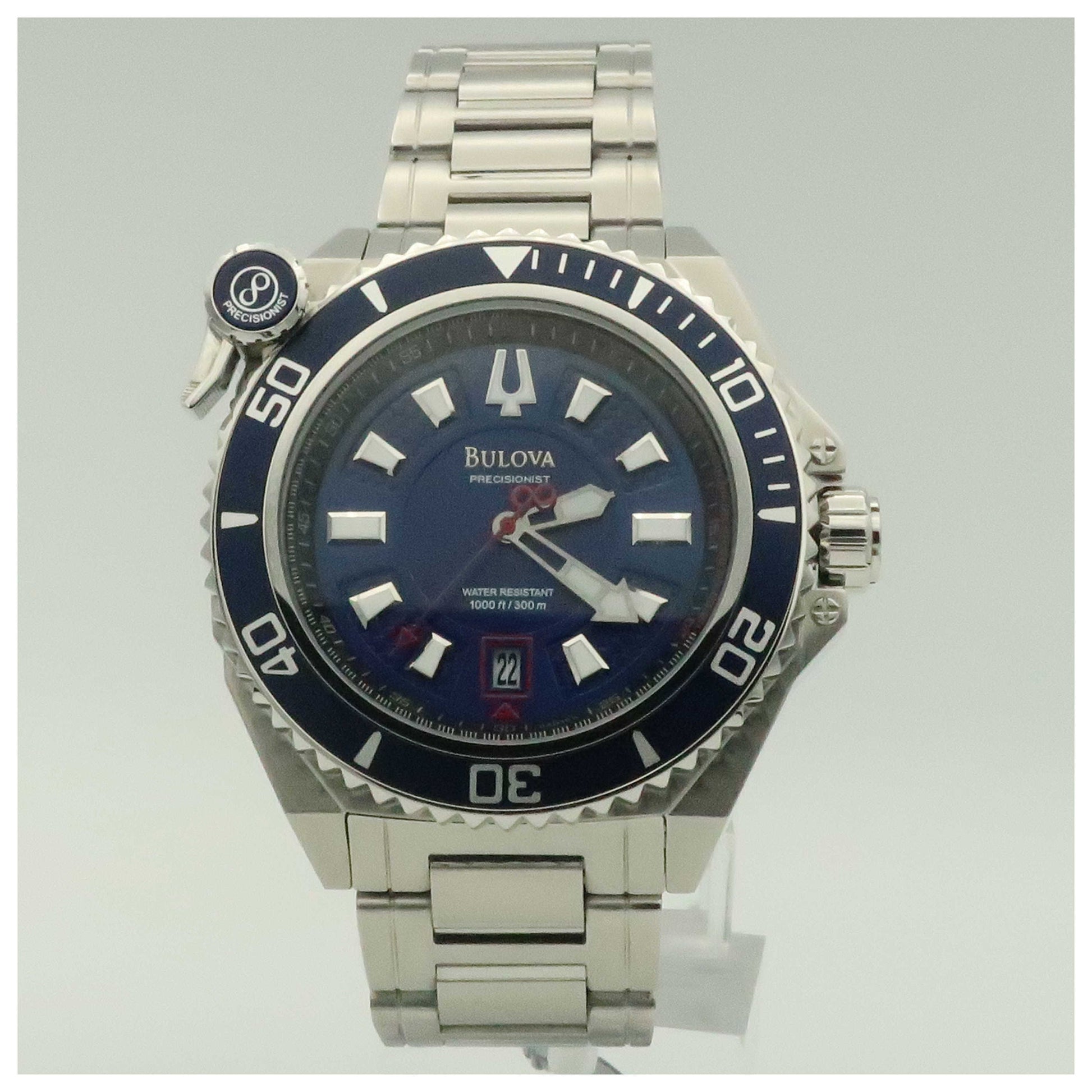 Front view of Bulova Precisionist Men's Japanese Quartz (Battery-Powered) Watch 98B168-PO