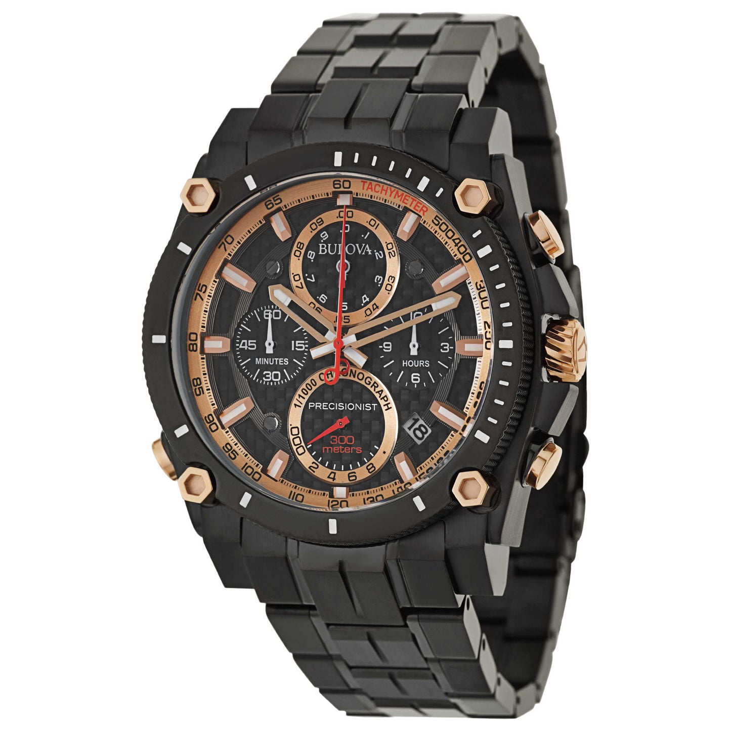 Front view of Bulova Precisionist Men's Japanese Quartz (Battery-Powered) Watch 98B182